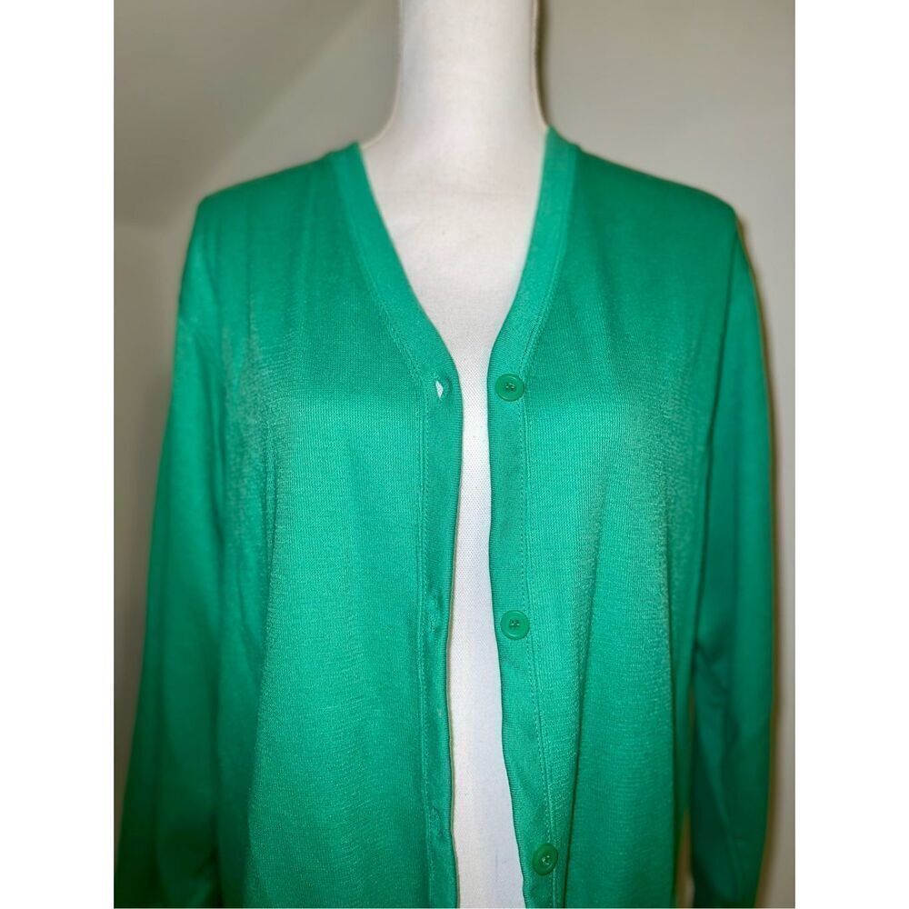 Women’s Cardigan Green Sweater Button Down Medium